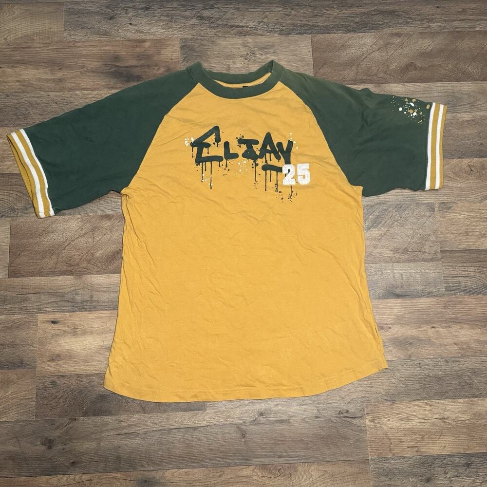 El Jay Vintage Two Tone Yellow Green Boys T Shirt Size 18 100% Cotton